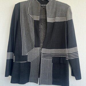 Ming Wang Black & White Geometric Knit Jacket – Women’s Size L